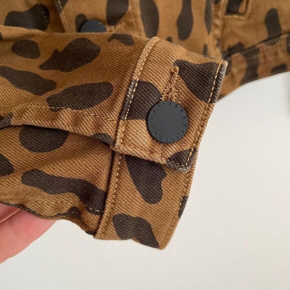 L'Agence Celine Animal Print Denim Jean Jacket Brown Small Button Front Mobwife - Picture 5 of 9